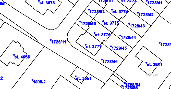 Parcela st. 3777 v KÚ Čáslav, Katastrální mapa