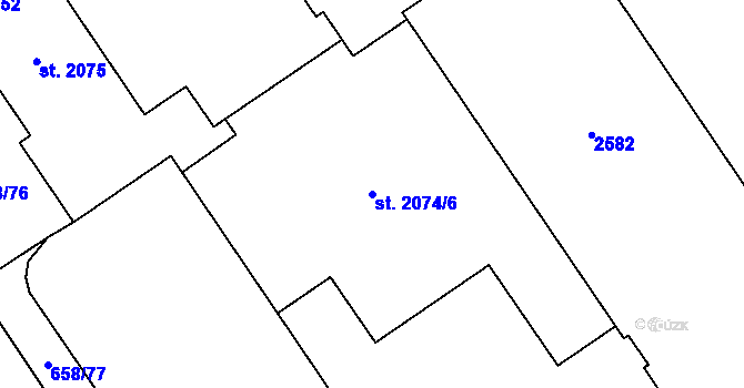 Parcela st. 2074/6 v KÚ Čáslav, Katastrální mapa