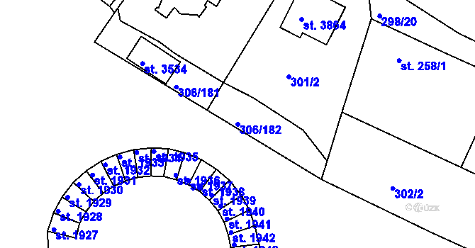Parcela st. 306/182 v KÚ Čáslav, Katastrální mapa