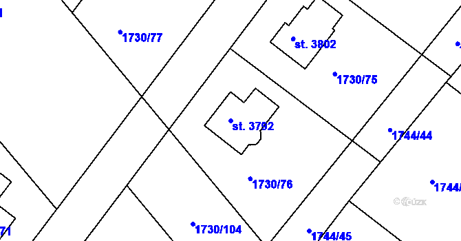 Parcela st. 3792 v KÚ Čáslav, Katastrální mapa