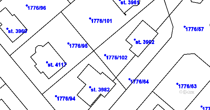 Parcela st. 1776/102 v KÚ Čáslav, Katastrální mapa