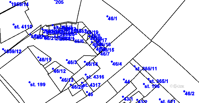 Parcela st. 46/7 v KÚ Čáslav, Katastrální mapa