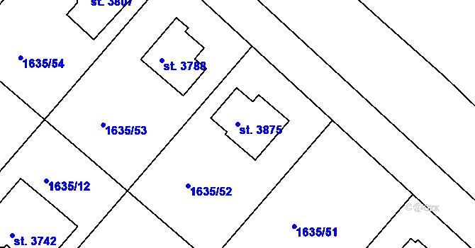 Parcela st. 3875 v KÚ Čáslav, Katastrální mapa