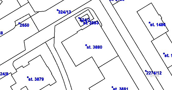 Parcela st. 3880 v KÚ Čáslav, Katastrální mapa