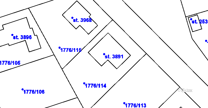 Parcela st. 3891 v KÚ Čáslav, Katastrální mapa
