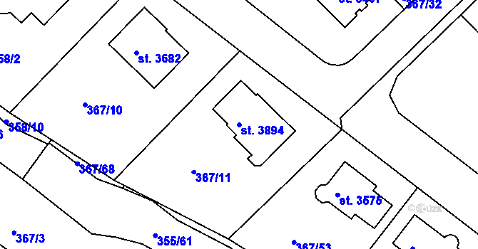 Parcela st. 3894 v KÚ Čáslav, Katastrální mapa