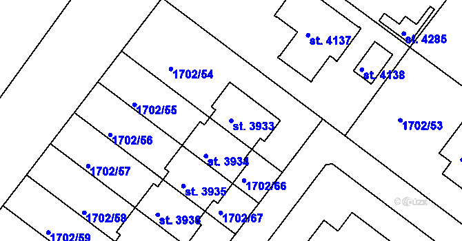 Parcela st. 3933 v KÚ Čáslav, Katastrální mapa