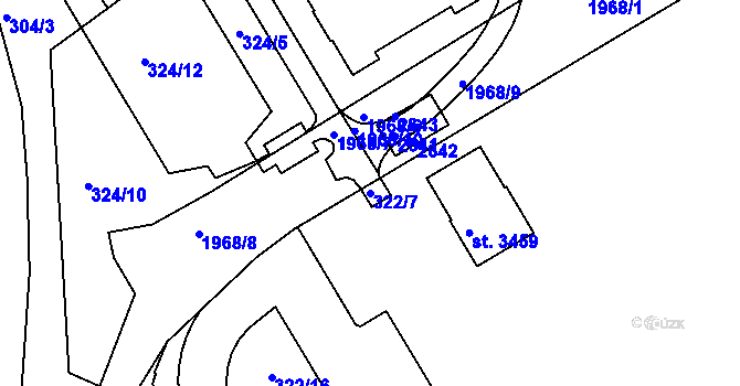 Parcela st. 322/7 v KÚ Čáslav, Katastrální mapa