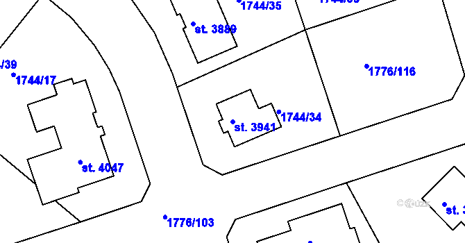 Parcela st. 3941 v KÚ Čáslav, Katastrální mapa