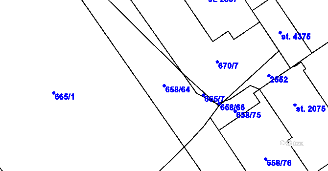 Parcela st. 658/64 v KÚ Čáslav, Katastrální mapa
