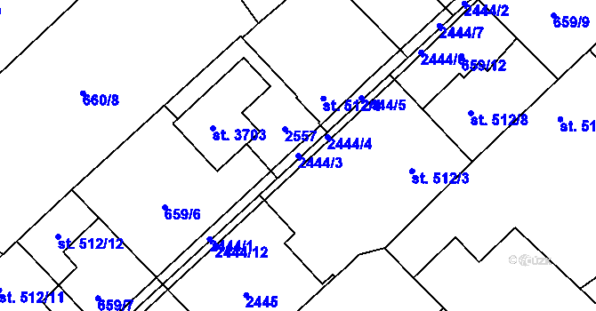 Parcela st. 2444/3 v KÚ Čáslav, Katastrální mapa