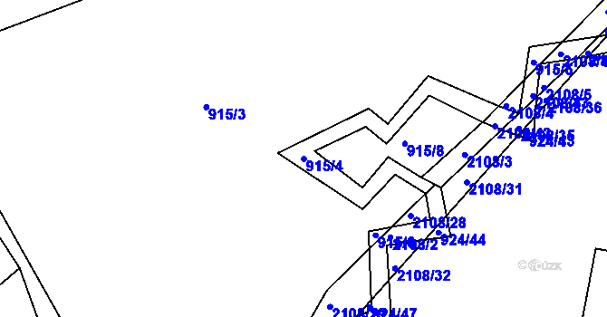 Parcela st. 915/4 v KÚ Čáslav, Katastrální mapa