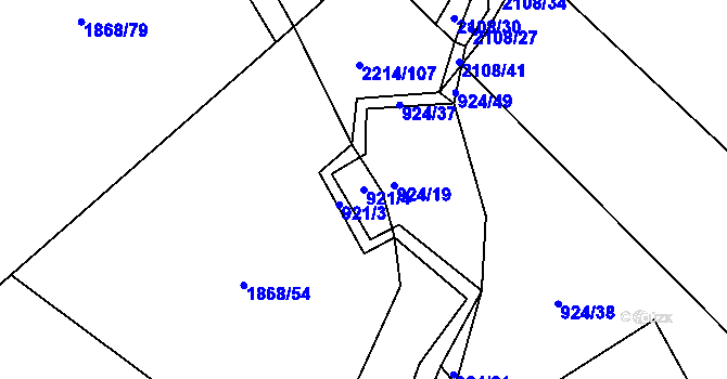 Parcela st. 921/4 v KÚ Čáslav, Katastrální mapa