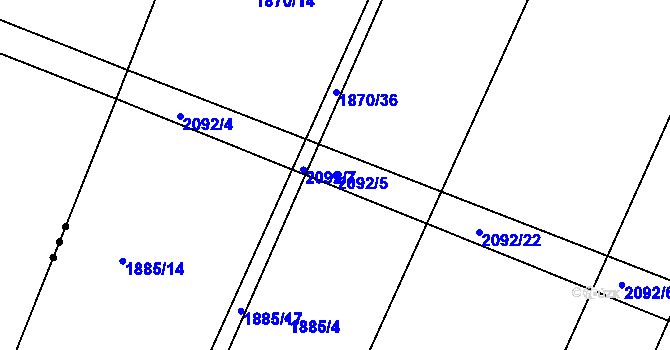 Parcela st. 2092/5 v KÚ Čáslav, Katastrální mapa