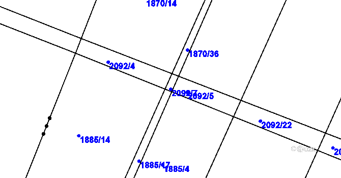 Parcela st. 2092/7 v KÚ Čáslav, Katastrální mapa
