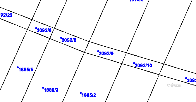 Parcela st. 2092/9 v KÚ Čáslav, Katastrální mapa