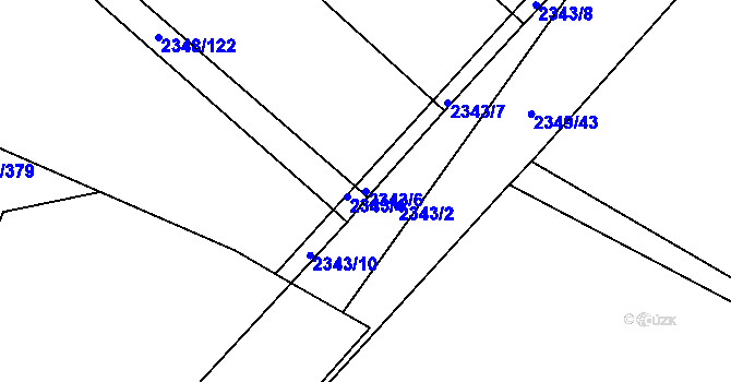 Parcela st. 2343/6 v KÚ Čáslav, Katastrální mapa