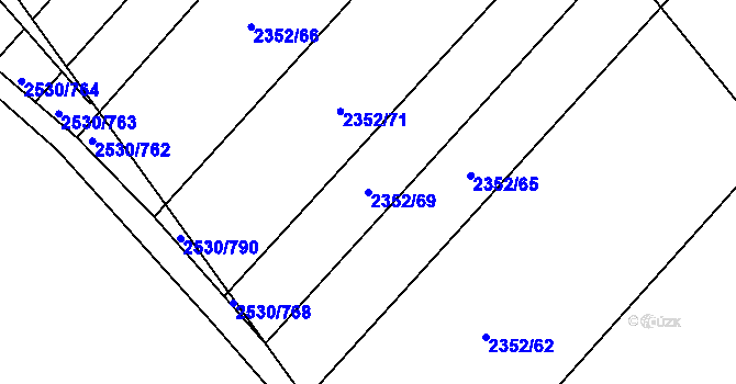 Parcela st. 2352/69 v KÚ Čáslav, Katastrální mapa