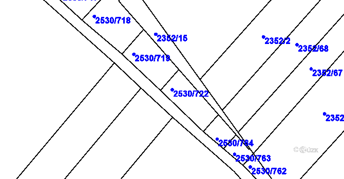 Parcela st. 2530/722 v KÚ Čáslav, Katastrální mapa