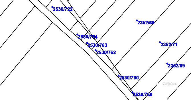 Parcela st. 2530/762 v KÚ Čáslav, Katastrální mapa