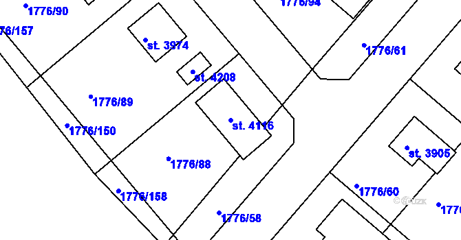 Parcela st. 4116 v KÚ Čáslav, Katastrální mapa