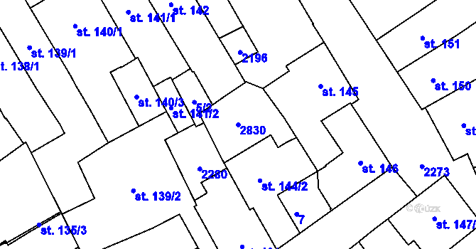 Parcela st. 2830 v KÚ Čáslav, Katastrální mapa