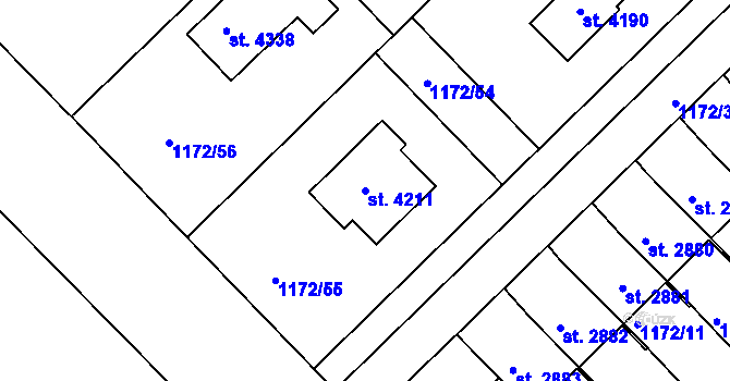 Parcela st. 4211 v KÚ Čáslav, Katastrální mapa