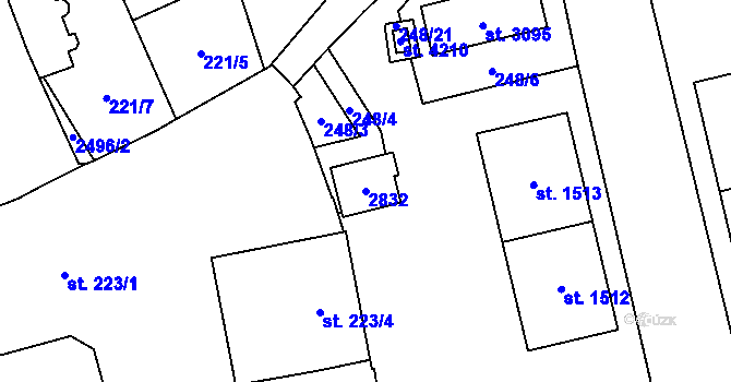 Parcela st. 2832 v KÚ Čáslav, Katastrální mapa