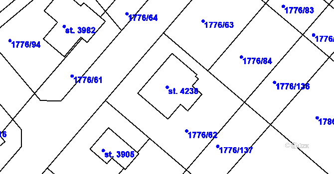 Parcela st. 4238 v KÚ Čáslav, Katastrální mapa