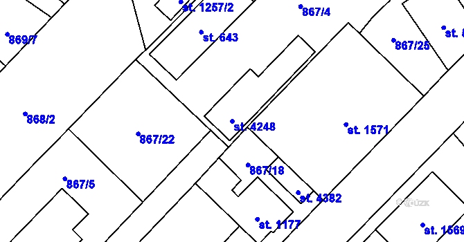 Parcela st. 4248 v KÚ Čáslav, Katastrální mapa