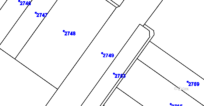 Parcela st. 2749 v KÚ Čáslav, Katastrální mapa