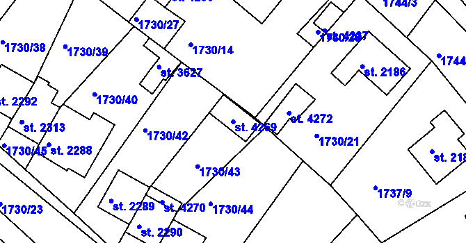 Parcela st. 4269 v KÚ Čáslav, Katastrální mapa
