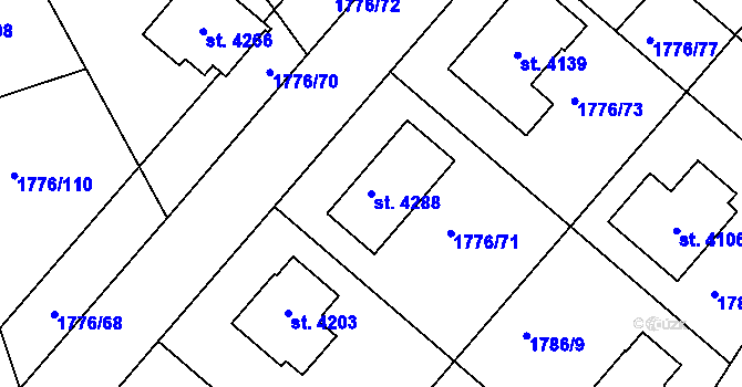 Parcela st. 4288 v KÚ Čáslav, Katastrální mapa