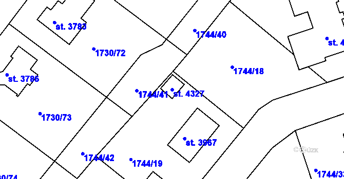 Parcela st. 4327 v KÚ Čáslav, Katastrální mapa