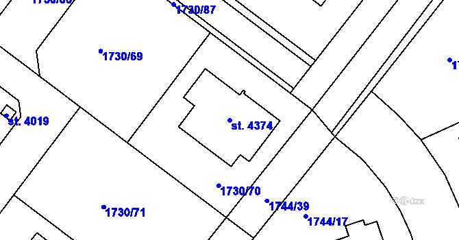 Parcela st. 4374 v KÚ Čáslav, Katastrální mapa