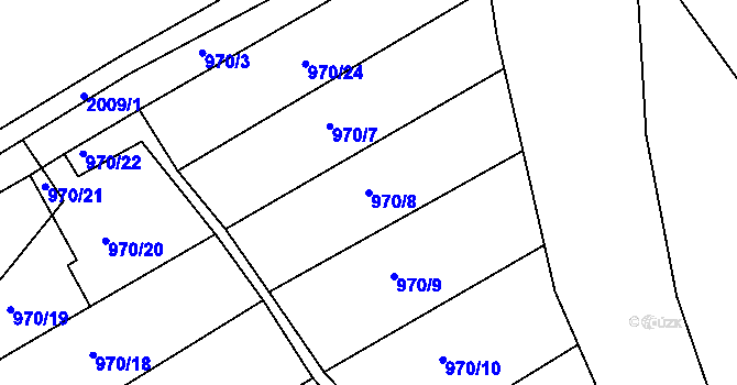 Parcela st. 970/8 v KÚ Čáslav, Katastrální mapa