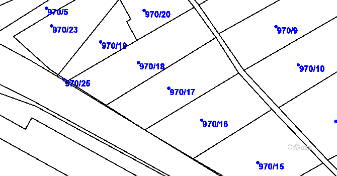Parcela st. 970/17 v KÚ Čáslav, Katastrální mapa