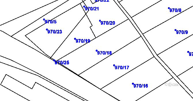 Parcela st. 970/18 v KÚ Čáslav, Katastrální mapa