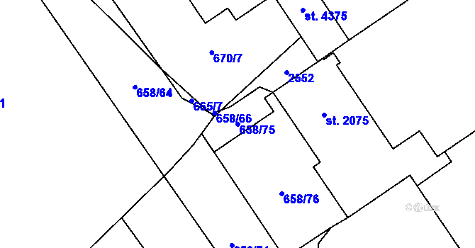 Parcela st. 658/75 v KÚ Čáslav, Katastrální mapa