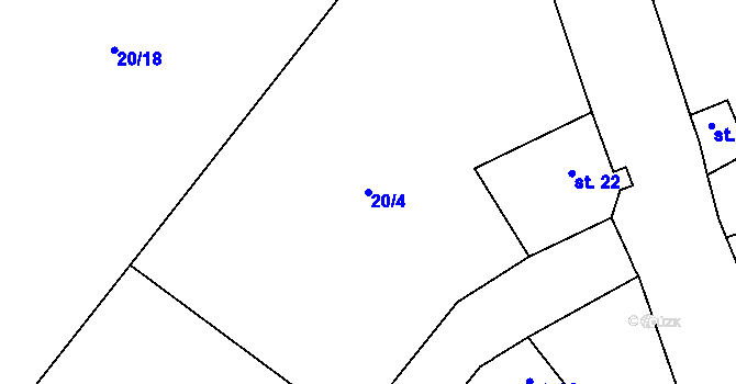 Parcela st. 20/4 v KÚ Filipov u Čáslavi, Katastrální mapa