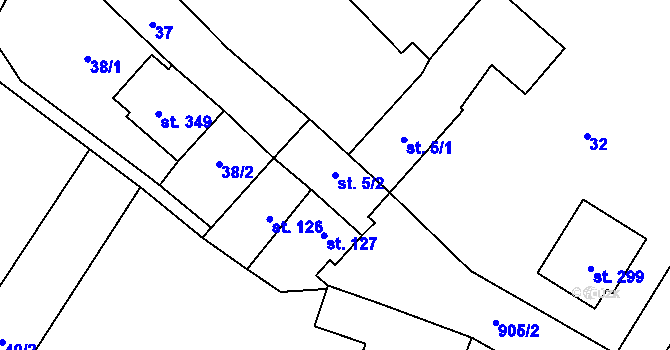 Parcela st. 5/2 v KÚ Čáslavice, Katastrální mapa