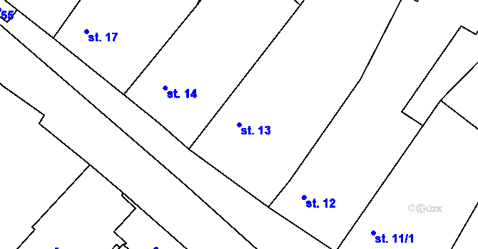 Parcela st. 13 v KÚ Čáslavice, Katastrální mapa