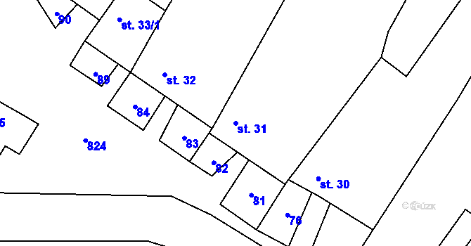 Parcela st. 31 v KÚ Čáslavice, Katastrální mapa