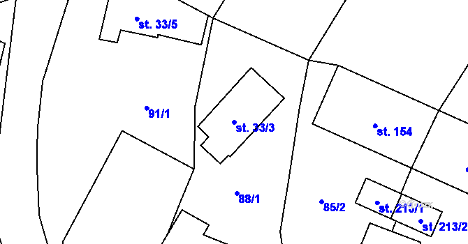 Parcela st. 33/3 v KÚ Čáslavice, Katastrální mapa