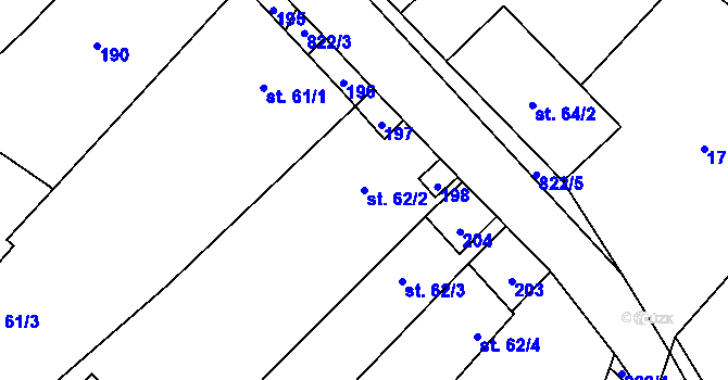 Parcela st. 62/2 v KÚ Čáslavice, Katastrální mapa