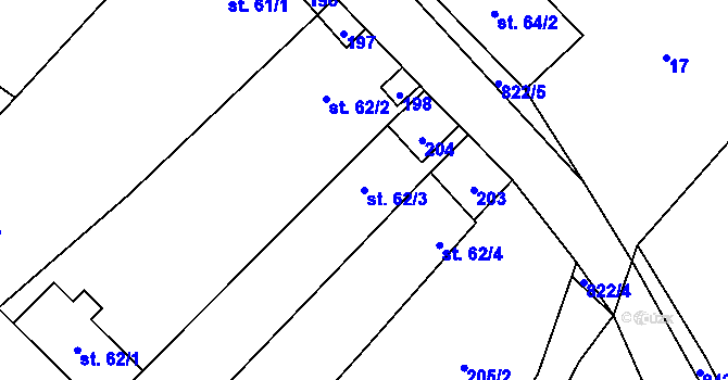 Parcela st. 62/3 v KÚ Čáslavice, Katastrální mapa