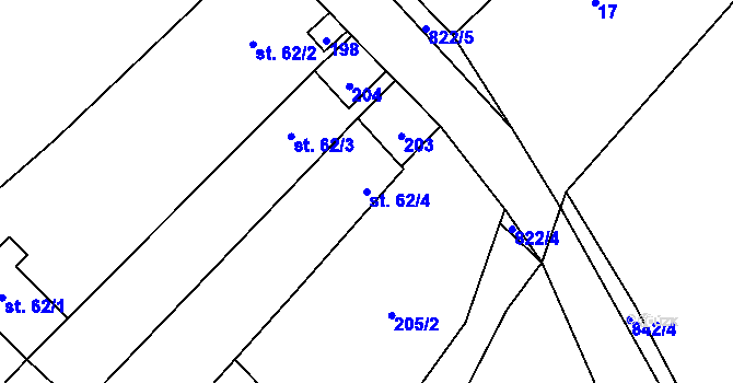 Parcela st. 62/4 v KÚ Čáslavice, Katastrální mapa