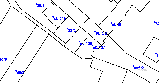 Parcela st. 126 v KÚ Čáslavice, Katastrální mapa