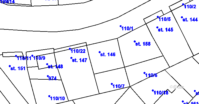 Parcela st. 146 v KÚ Čáslavice, Katastrální mapa