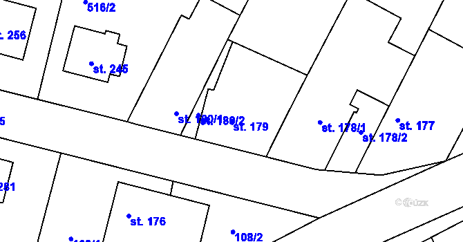 Parcela st. 179 v KÚ Čáslavice, Katastrální mapa